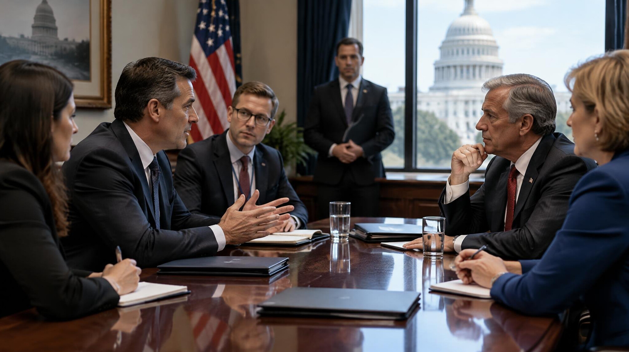 business executives meeting politicians